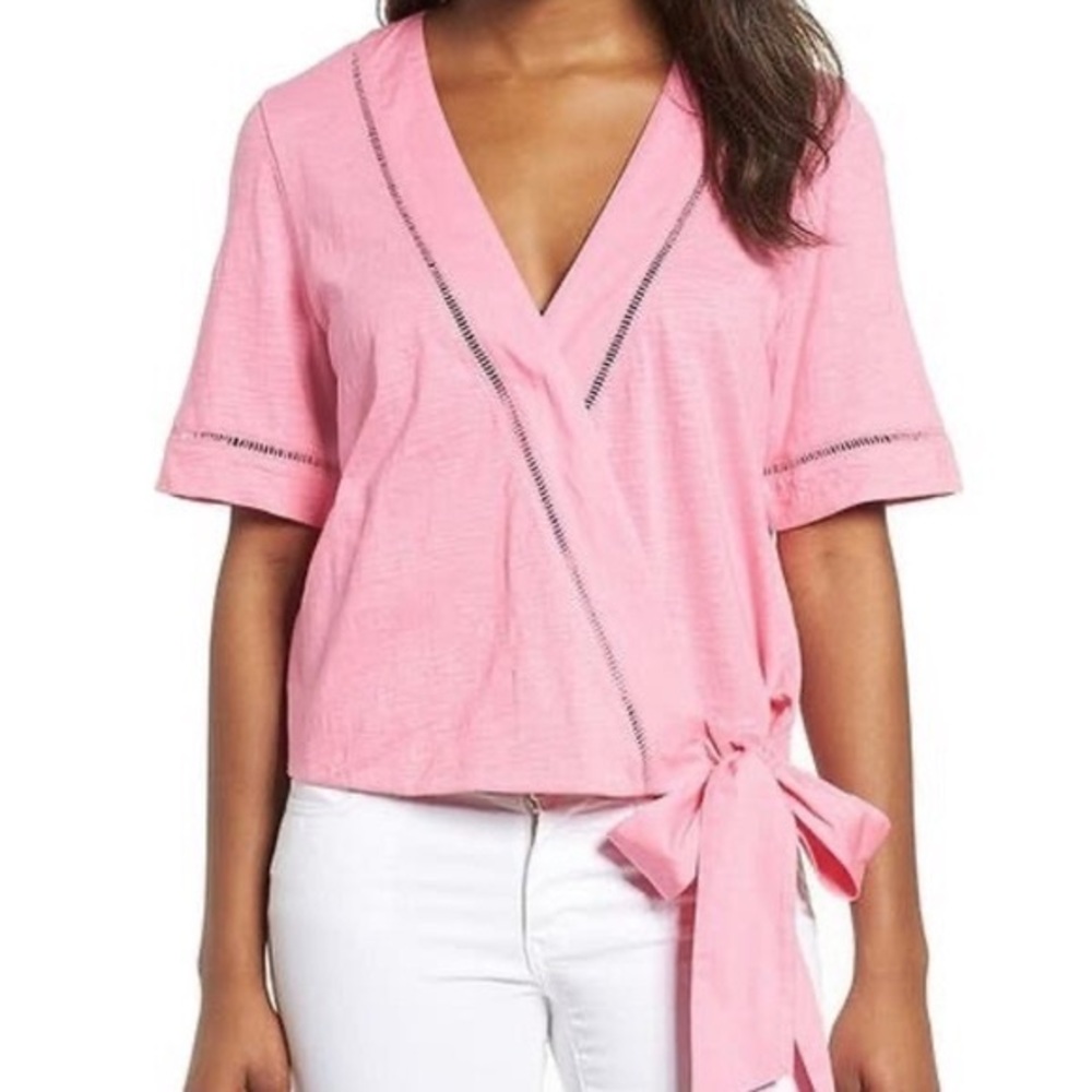 Caslon side tie wrap front blouse NWOT